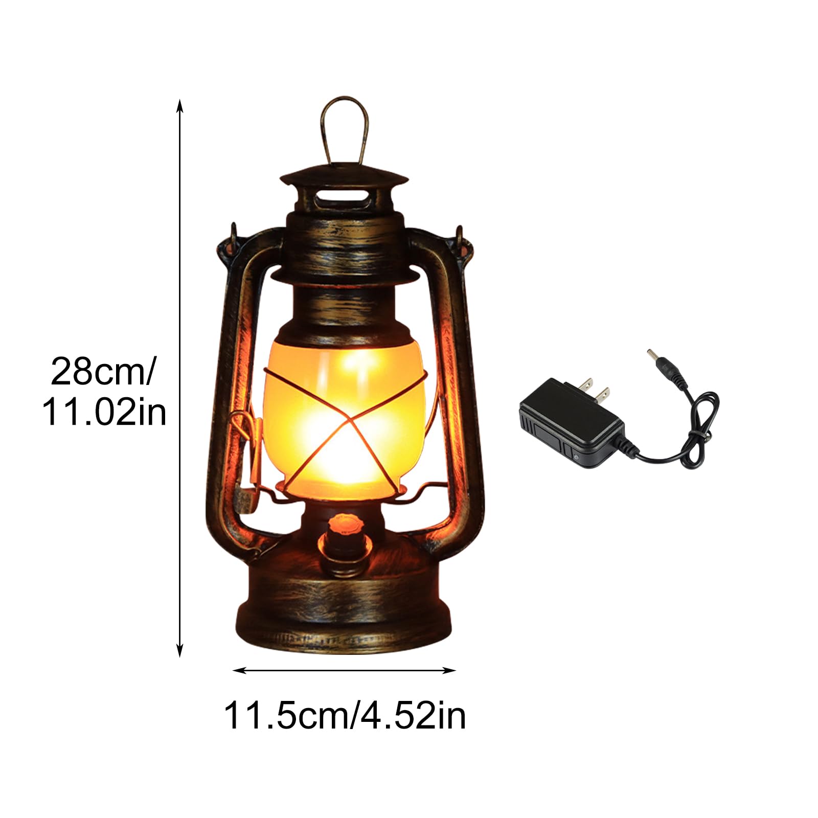Latarnia LED w stylu vintage, sztormowa, ładowana, 3 tryby świecenia: migający płomień i zawsze włączony, na werandę, taras, podwórko, do ogrodu, na kemping (styl 1)