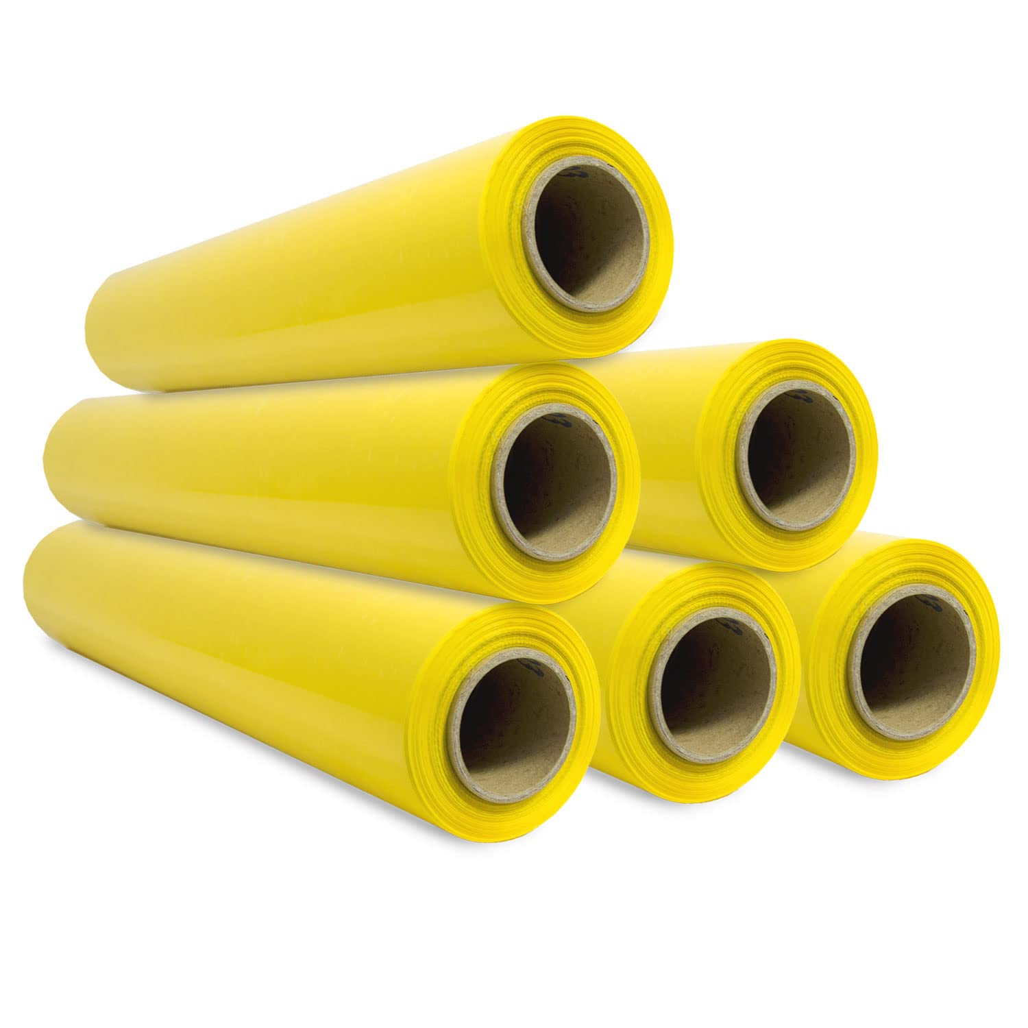 Ofituria Stretch Packaging Wrap Yellow Plastic Wrap Packaging Protective Plastic Roll for Shipping and Moving, Roll of 50 cm and Stretches up to 400 m - Pack of 6