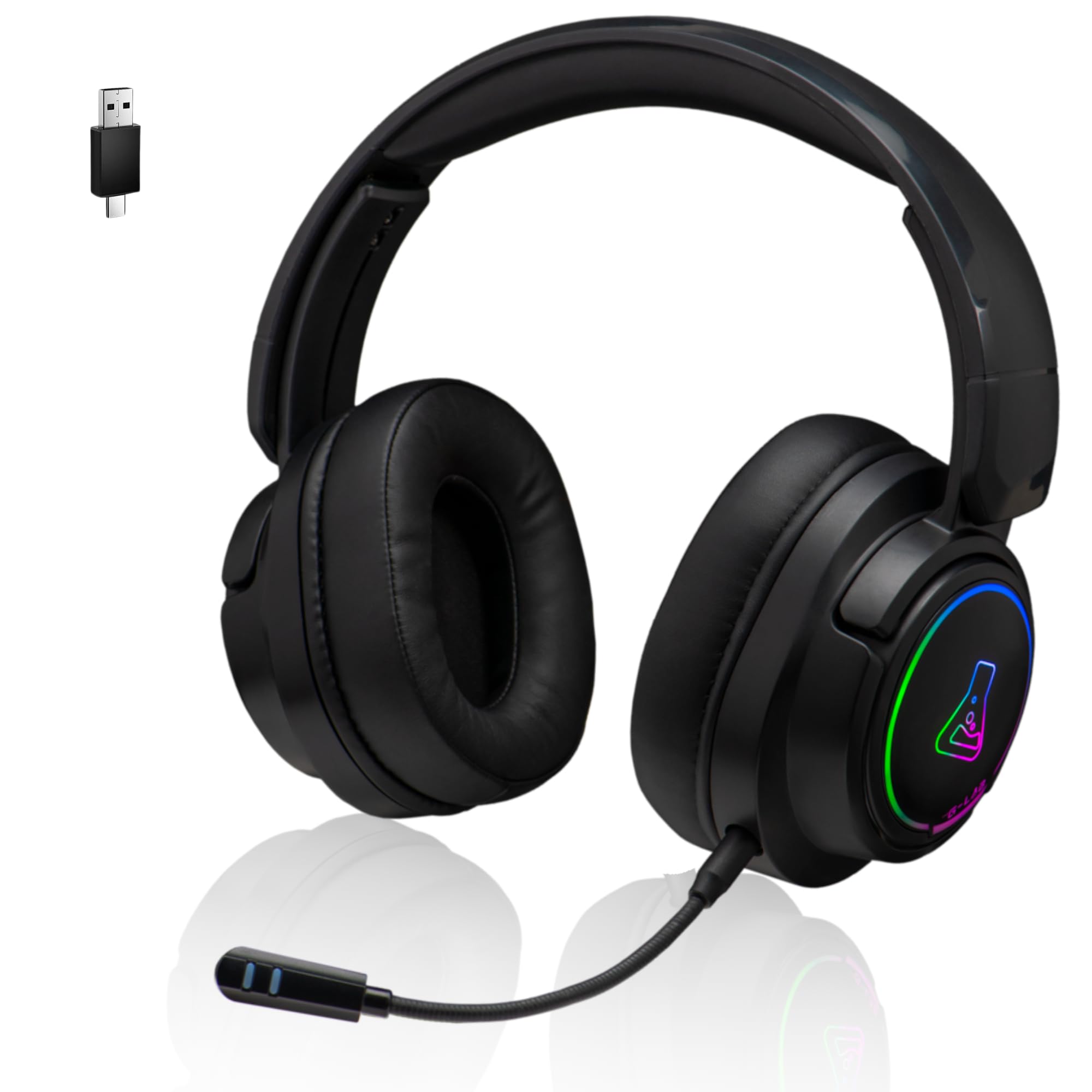 The G-Lab - Korp Iridium - Cascos Gaming inalambricos 2.4GHz & Bluetooth, Audio, Micrófono Desmontable, Autonomía 45H, RGB - Cascos PS5, PS4, Xbox, PC, Switch, Android, iOS – Nuevo