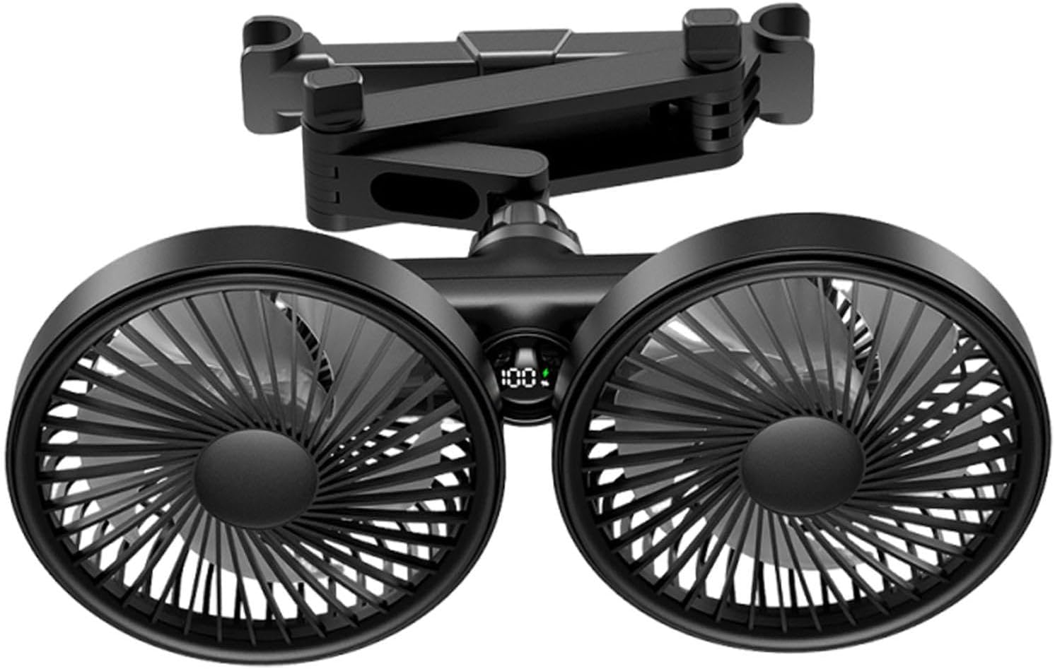 Car Backseat Double Head Fan USB Car Fan 3 Adjustable Speeds Portable Practical Angle Adjustable Durability Auto Cooling Fans, Black