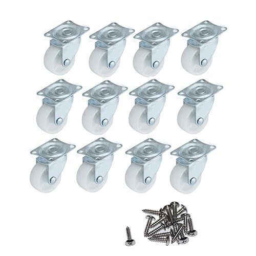 HOWDIA Ruedas giratorias pequeñas de 1 pulgada para carrito de proyectos de muebles, ruedas industriales de una sola rueda con base de goma,