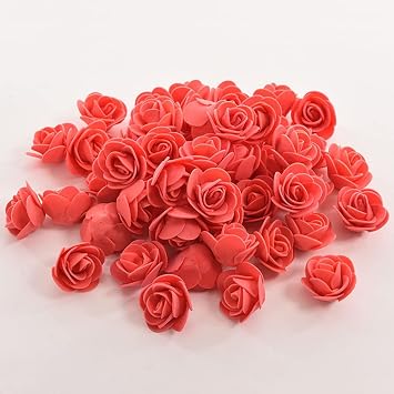 Mini Fake Roses Artificial Flowers 100 PCS 3.5cm Red Foam Rose Head for DIY Crafts Accessories Home Party Home Decorations and Baby Shower Red