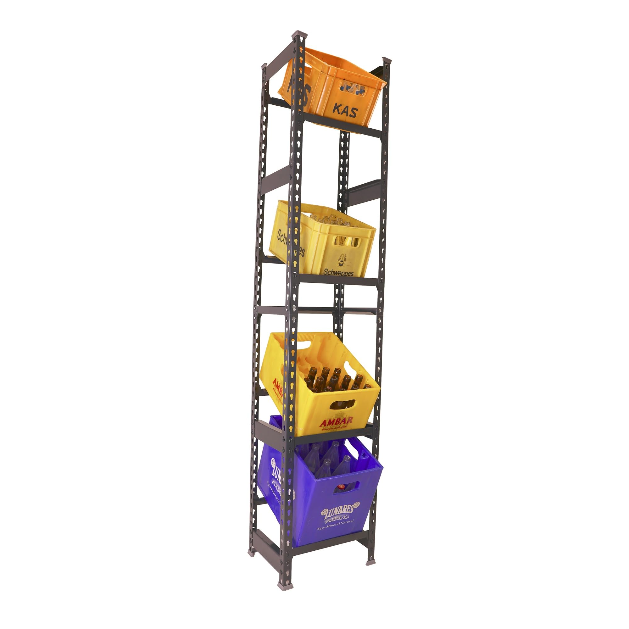Simon Rack Getränkekistenregal für 4 Kisten, 2000X1000X300 mm, Anthrazit, Freistehendes Metallregal für Wasserkisten, Bierkisten oder Getränkekisten, Für Küche, Garage oder Keller