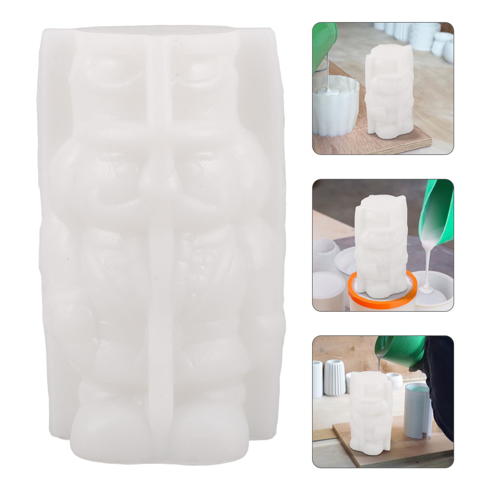 POPETPOP Moule à Bougie Grand Format en Silicone 3D Casse-Noisette Soldat, Antiadhésif et Résistant la Chaleur, pour Bougies Artisanales, Résine Époxy, Décorations de Noël et DIY Créatif