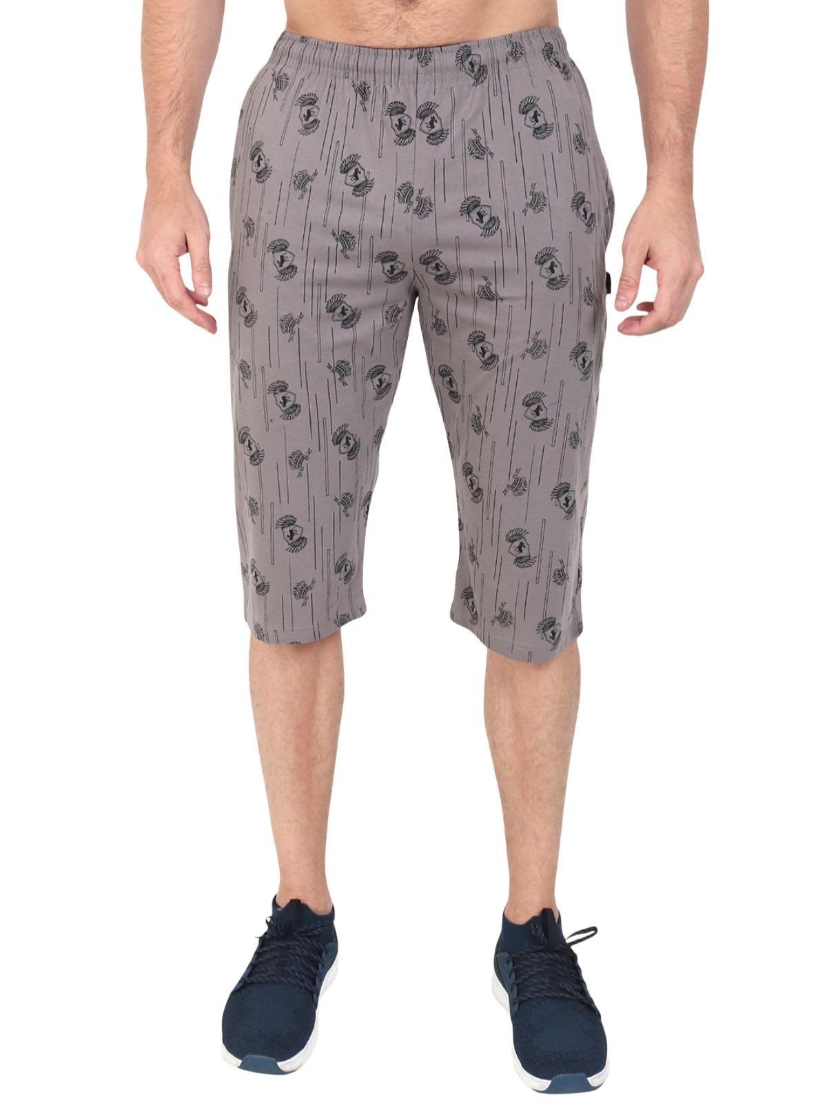 Men's Geometric Star Print Regular Three-Fourth Shorts with 2 Side Pockets-picture-50