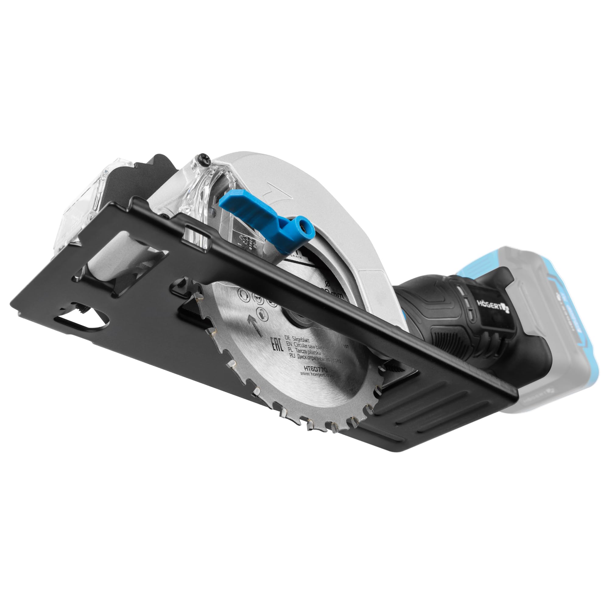 HÖGERT TECHNIK Sierra Circular Manual a Batería 18V OneAccuSystem, motor sin escobillas, mini sierra circular para metal 120 mm, 4000 RPM, compacta y ligera, guía paralela, sin batería