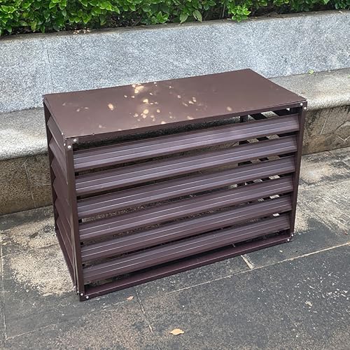 Cubierta de aluminio para aire acondicionado, valla de basura para jardín, diseño decorativo de celosía (marrón, 100 x 50 x 70 cm)