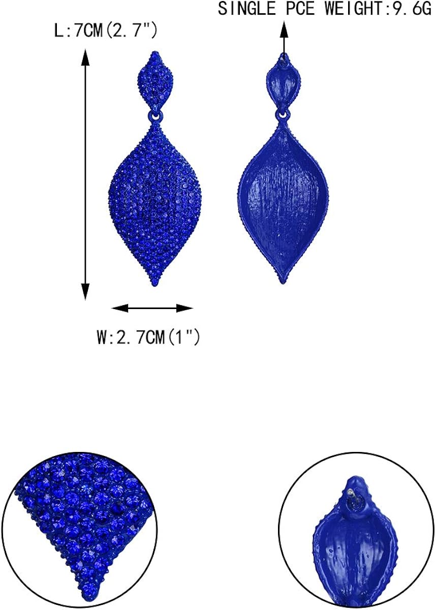 EVER FAITH Women's Bridal Wedding Jewelry Austrian Crystal Rhombus Leaf Drop Pierced Dangle Earrings - Image 5