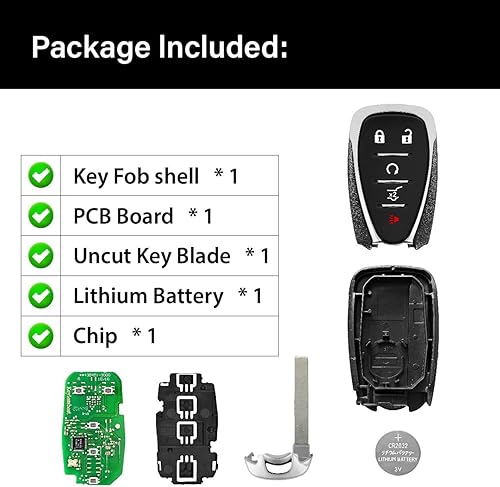 Miniatura 6 de Reemplazo para Chevrolet Blazer Equinox Traverse Trailblazer 2017 2018 2019 2020 Control remoto HYQ4EA 5 botones 433MHz