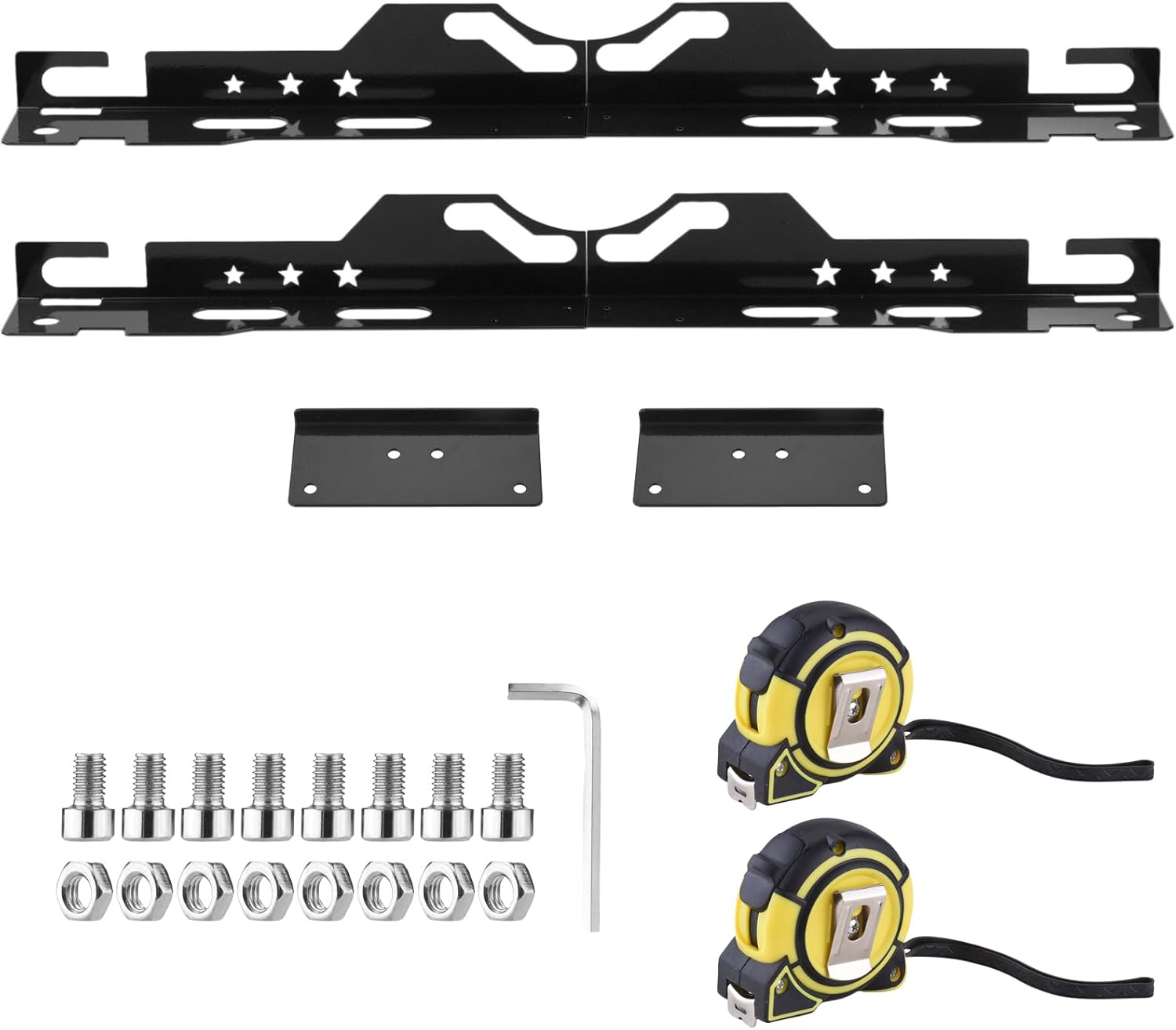 Stainless Steel Wheel Alignment Tool Kit for Precise Automotive Toe Alignment Home Use, Includes 2 Measuring Tapes (Black)