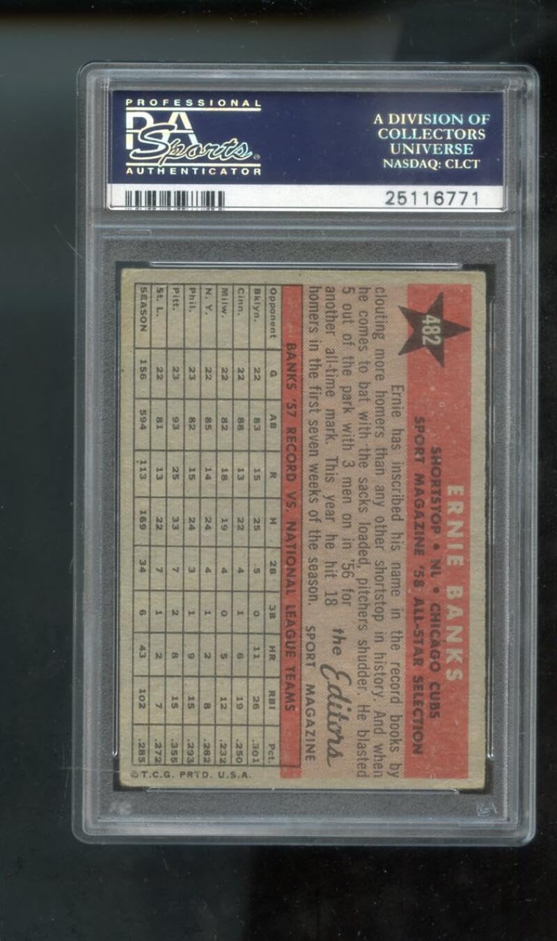 1958 Topps #482 Ernie Banks All-Star Sport Magazine PSA 4 Graded Baseball Card