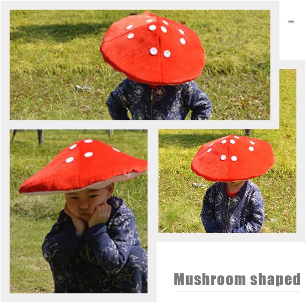 STOBOK Kids Mushroom Hat Costume Funny Party Headdress for Children Role Play Photo Props Bright Color Soft Material - Image 9