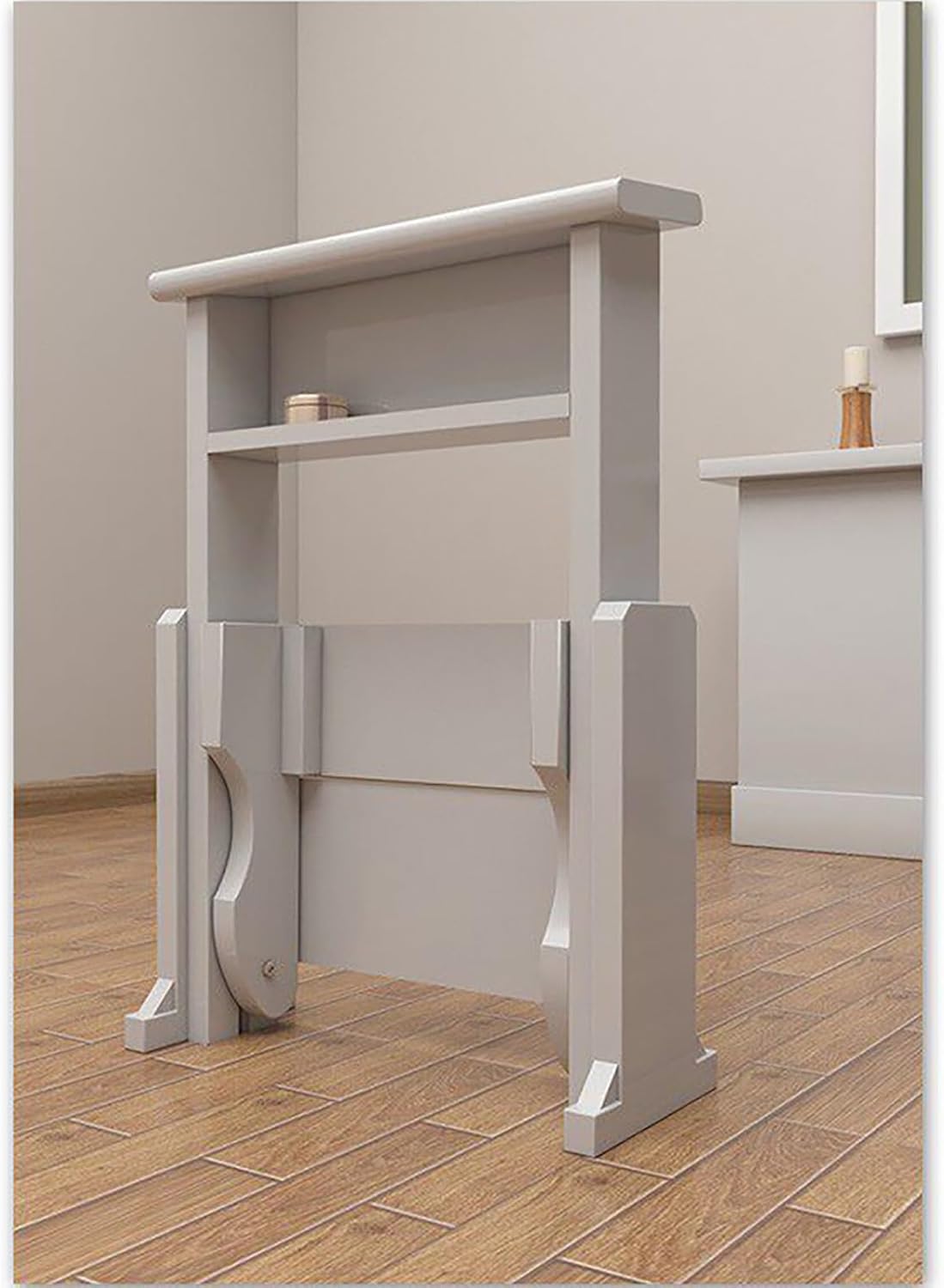 HOFSSI Foldable Solid Wood Prayer Bench Stool, with Shelf and Cushion Church Prayer Bench Table Chair Padded Kneeler for Kneeling at Home, Religious Gifts(White)