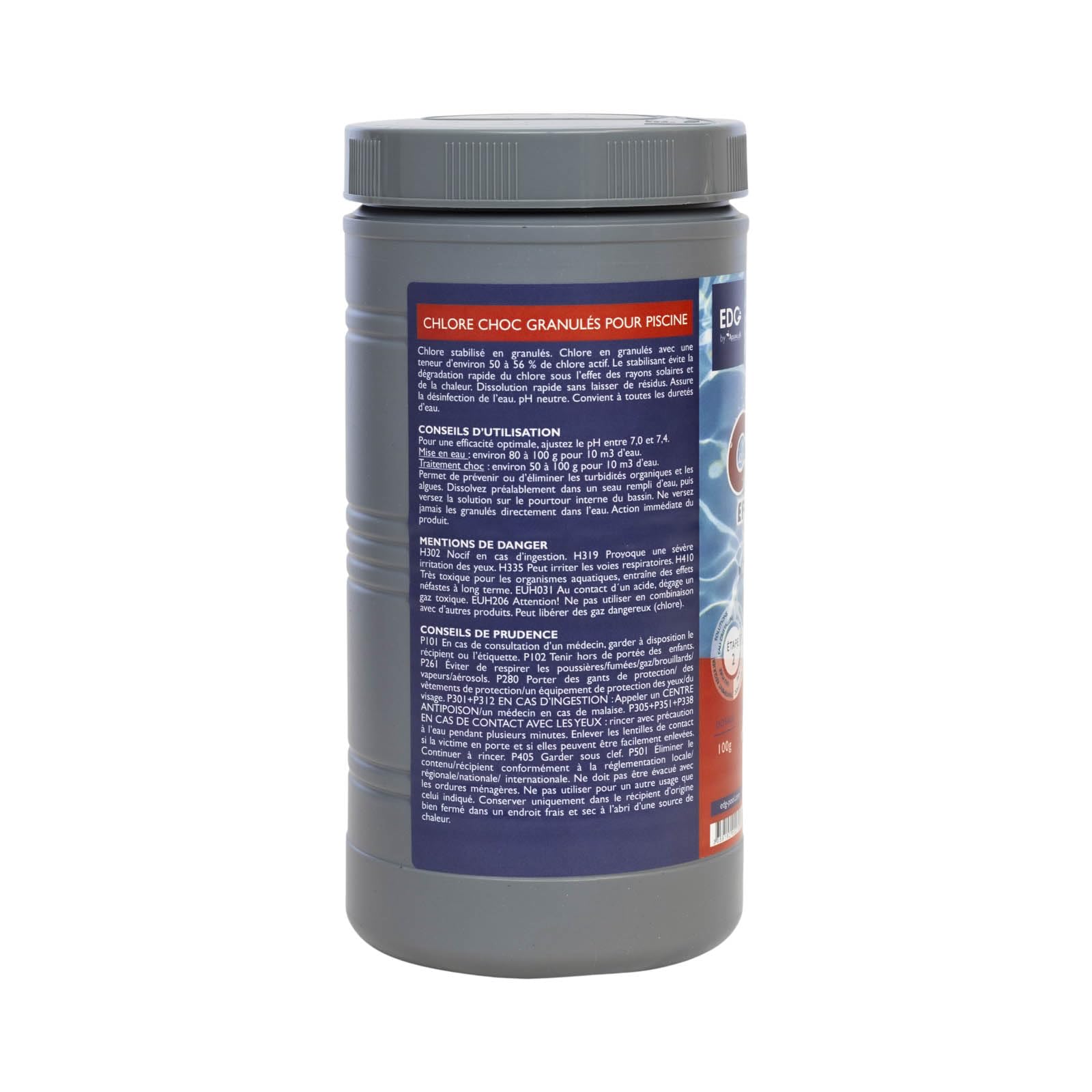EDG EDENEA - Chlore Choc (Chlore Rapide) Piscine - Spécial Eau Verte - Effet Immédiat - Granulés - Boite 1 kg - Gamme by Aqualux