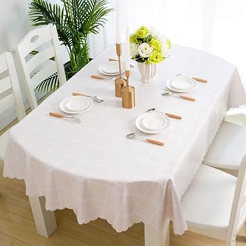100% Waterproof Oval PVC Tablecloth - Oil Proof Spill Proof Vinyl Table Cloth,Wipe Clean Table Cover for Dining Table,Buffet Parties and Camping