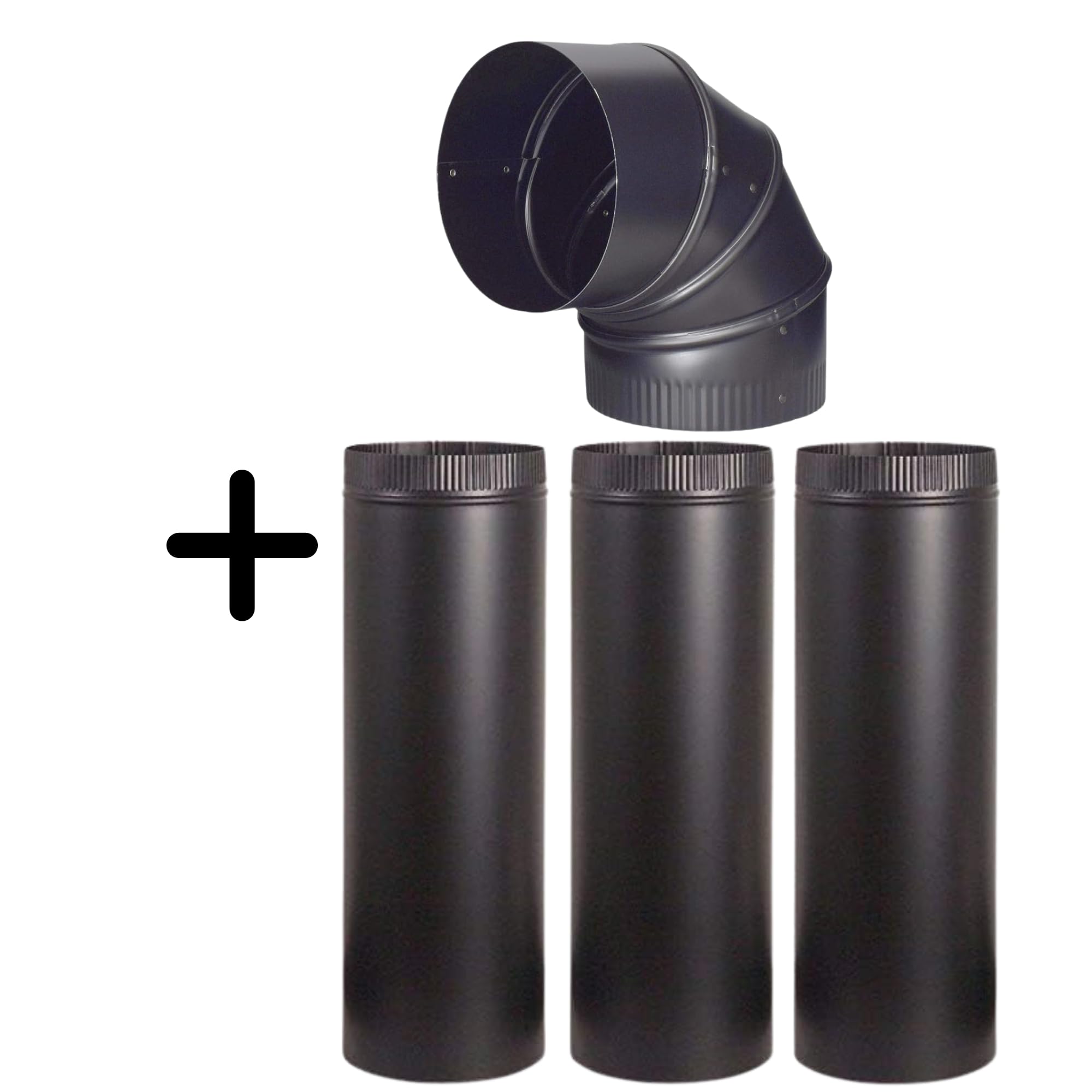 Colorful Cast Iron Wood Stove Pipe Set | 3 Straight Pipes + 1 Elbow Pipe | Durable Cast Iron Construction | Compatible with Wood Burning Stoves | Village House Cabin Stove Accessory