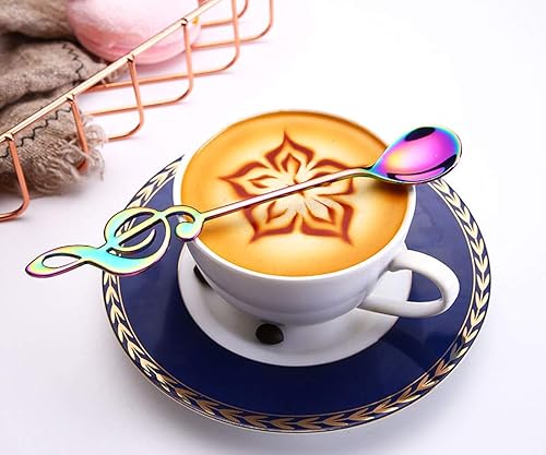 Miniatura 4 de Falytemow Cucharas de diseño de notas musicales de acero inoxidable 304, cucharaditas creativas para café, té, postre, bebida, mezcla, batido,