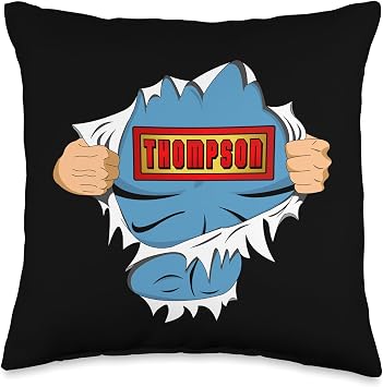 Thompson Last Name Superhero Family Surname Throw Pillow