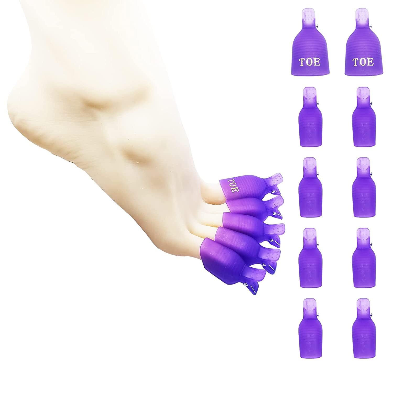 10Pcs Purple Useful Toenail Clips Nail Art Caps Soak Off UV Gel Clamp Remover Beauty Tool Sleek Nail Remover Clips With Anti-Slip Design Nail Polish Removers