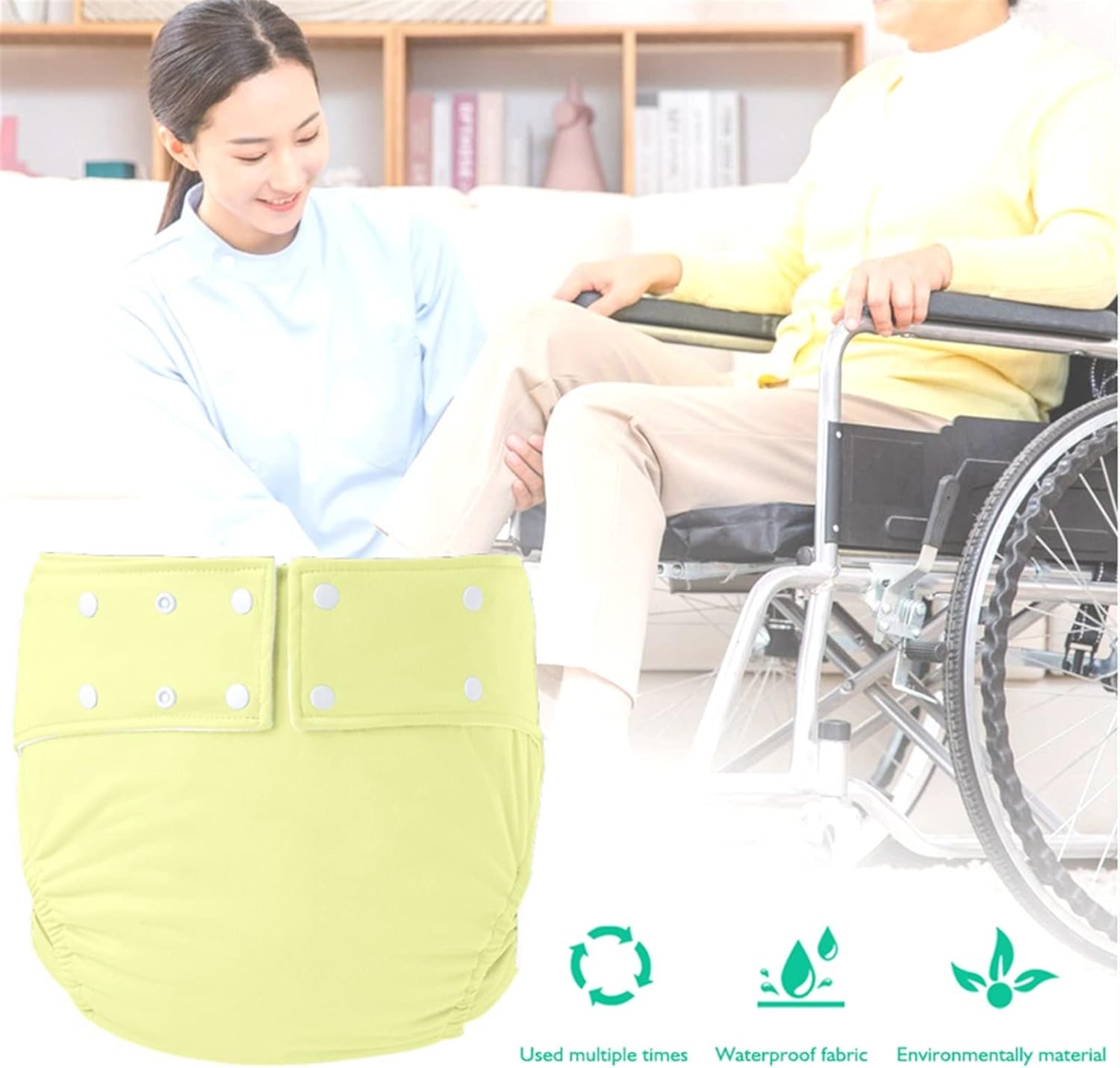 Washable Elastic Adjustable Reusable Cloth Diaper for Old Man Incontinence and Teen Special Needs (Color : B, Size : Medium)