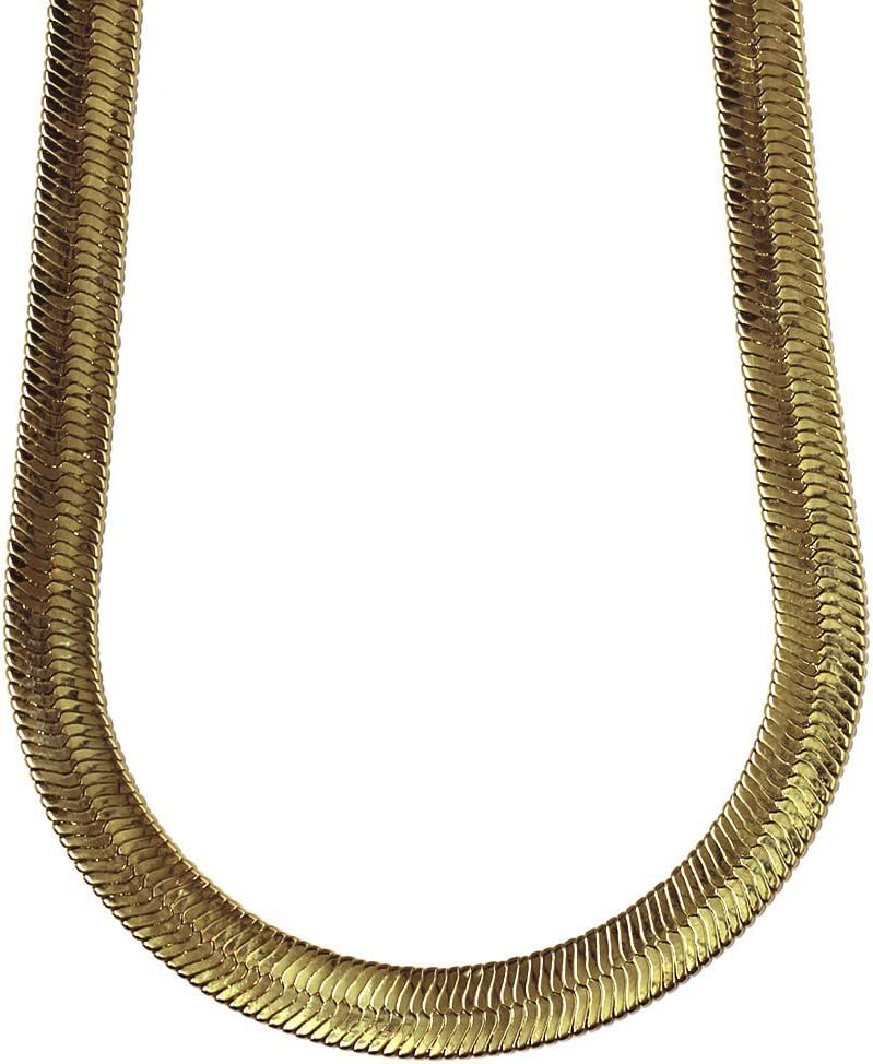 Mega Jewellery 14k Gold Plated Herringbone Chain Necklace 11mm X 20