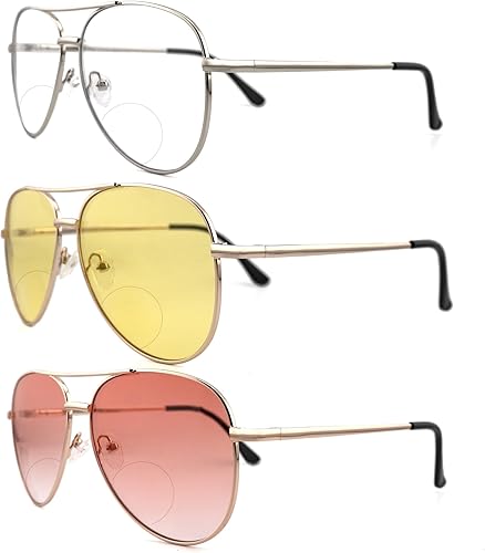 Miniatura 7 de SOPHILY Paquete de 3 lentes de sol bifocales de lectura para mujeres y hombres, lentes de sol de aviador, lentes degradados, UV400 +2.50