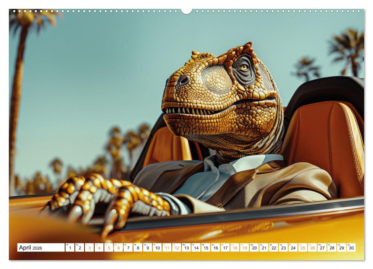 Reiche Dinos. Sie leben – im Luxus. (hochwertiger Premium Wandkalender 2026 DIN A2 quer), Kunstdruck in Hochglanz: Was wäre, wenn Dinos nie ausgestorben wären? (CALVENDO Tiere)