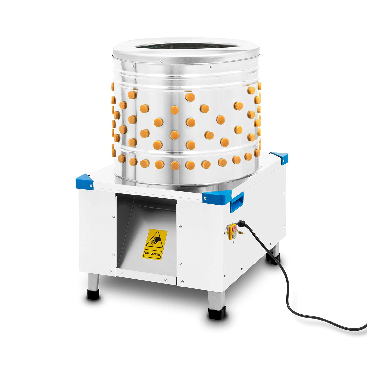 vertes Rupfmaschine für Geflügel aus Edelstahl, Geflügelrupfmaschine bis zu 540 kg/h und 1500 Watt Leistung, 180 Rupffinger, Rupfmaschine Enten, Nassrupfmaschine, Kaltwasseranschluss, Auswurfrutsche