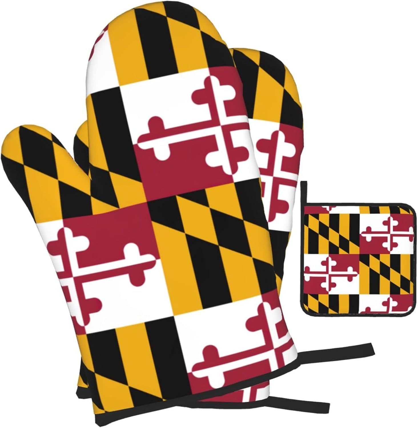 Maryland State Flag Print Heat Resistant Microwave Gloves, Used for Baking, Cooking, and Fashion Kitchen Essentials