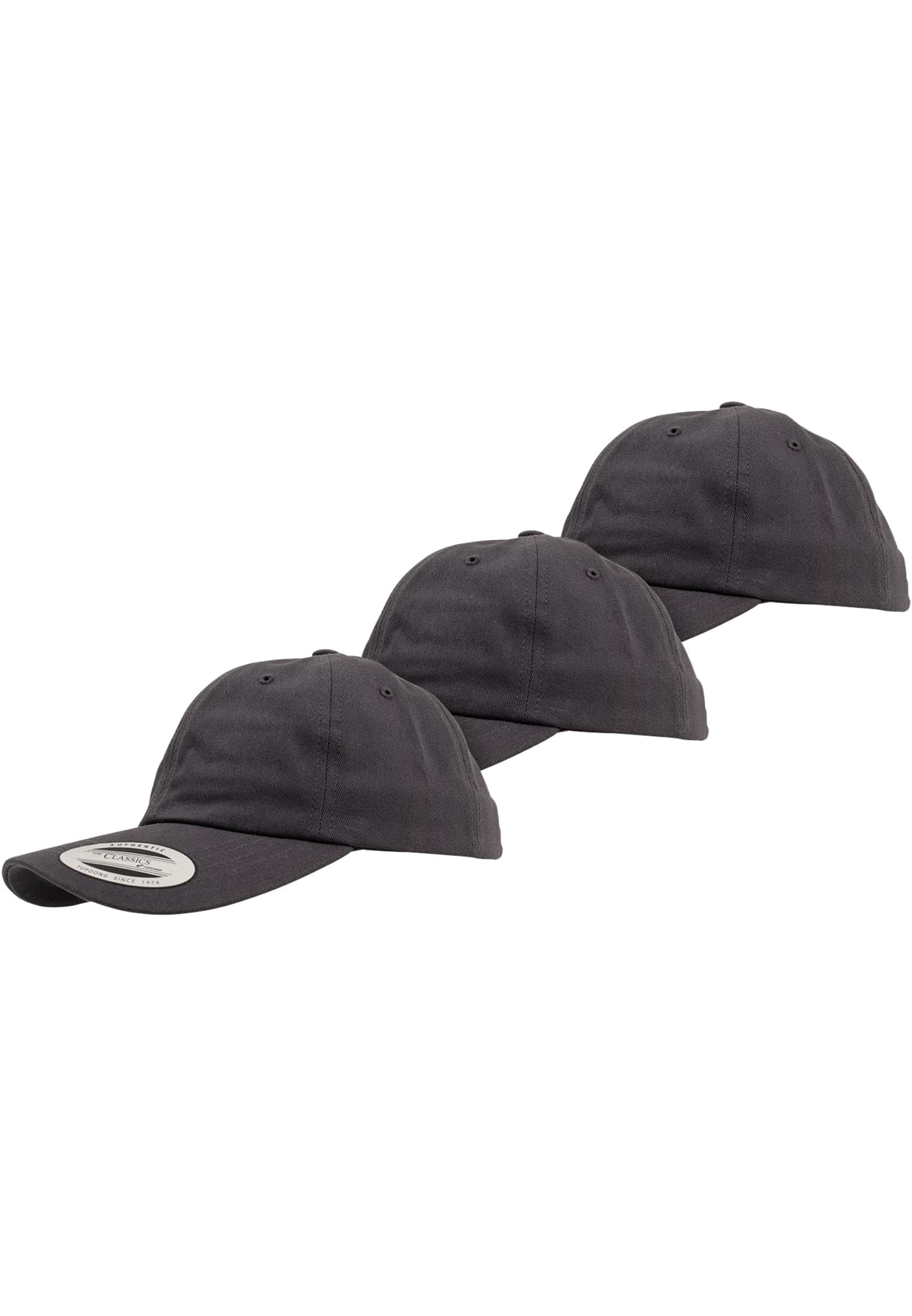Flexfit Unisex Gris Low Profile Cotton Baseball Cap (X3)