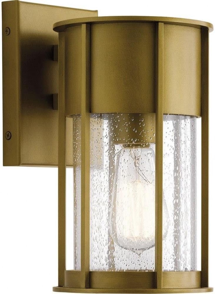 Kichler Camillo 11 Inch 1 Light Wall Light with Clear Seeded Glass in Natural Brass