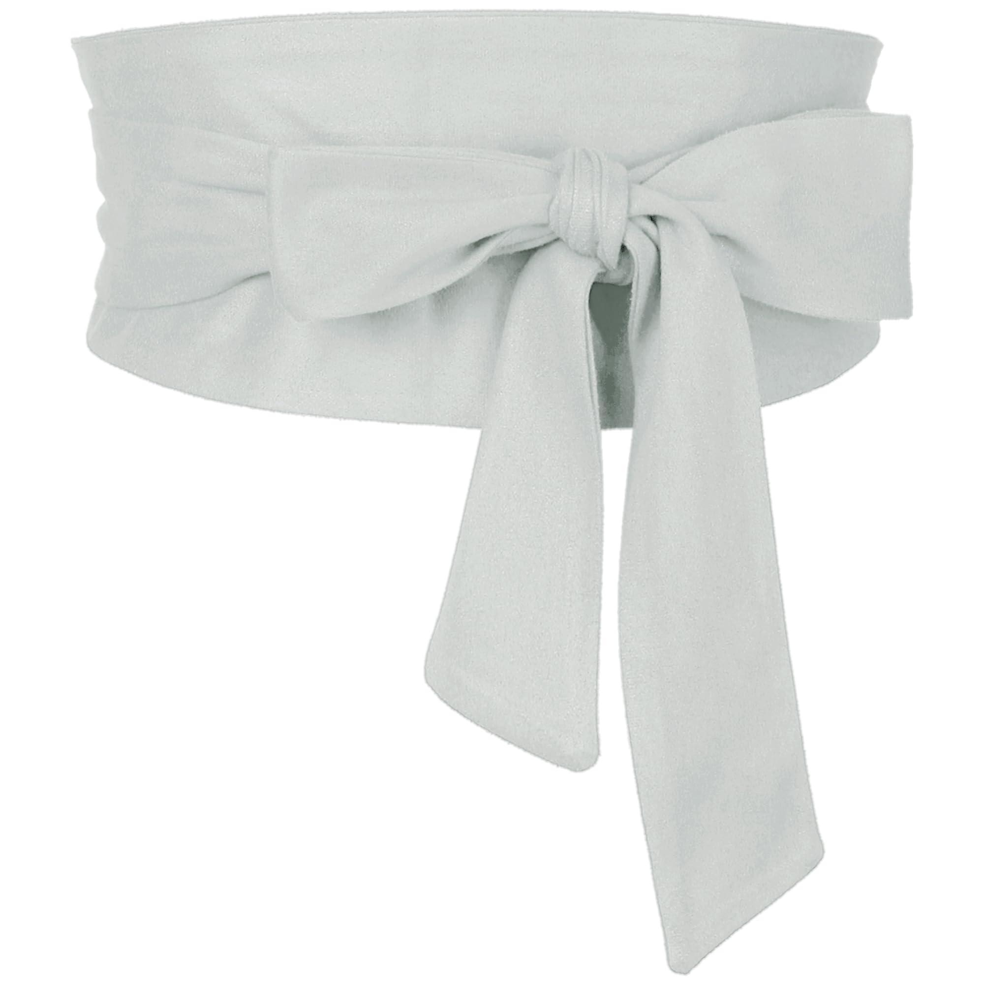 Elerevyo Women Plus Size Solid Obi Belt, Bowknot Self Tie Wrap Wide Sash Waistband Belt for Dress Light Gray 56-82cm/22.05-32.28"