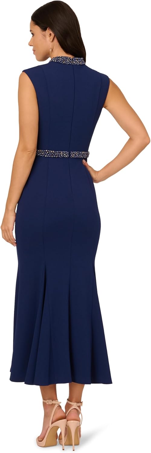 Adrianna Papell Womens Pearl Crepe Trim Dress - Image 2