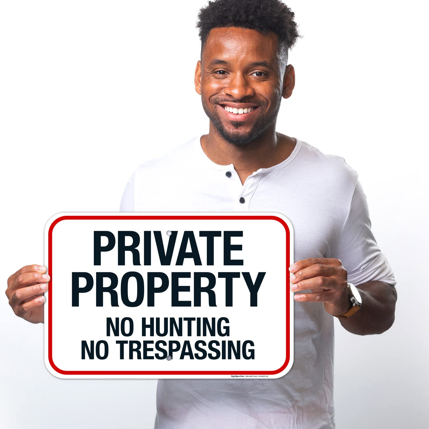 No Hunting No Trespassing Sign, 12x18 Inches, Rust Free .063 Aluminum, Fade Resistant, Made in USA