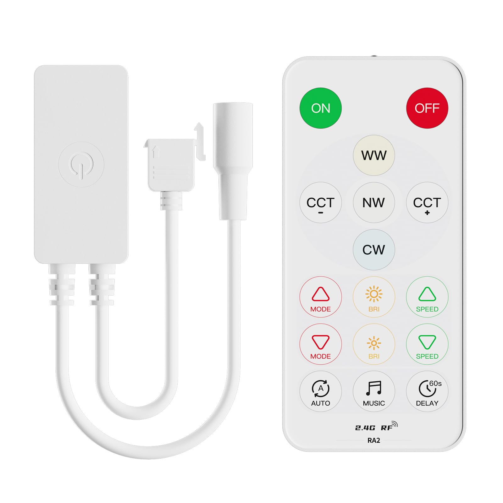Gingsow RF Remote Dimmer for CCT Tunable COB LED Strip Lights, SP642E 2.4G RF Wireless Remote Control,CCT LED Controller/Dimmer with App Control, Timing Function,Music Mode,Group Control