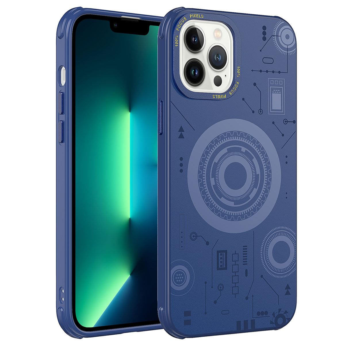 Zore Apple ile uyumlu iPhone 12 Pro Max Kılıf Zore Wireless Şarj Özellikli Desenli Hot Kapak Lacivert