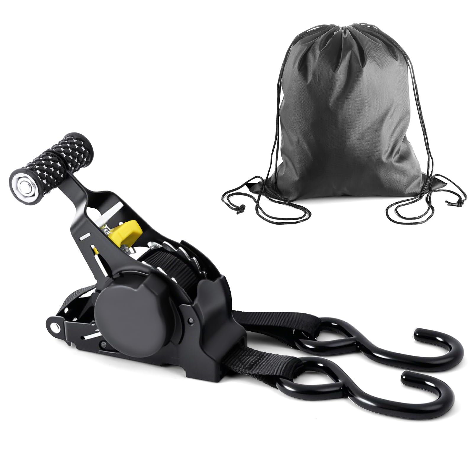 Vsshe Ratschengurte, 2,5 cm x 3,3 m, selbstrückprallende Gurte, 680 kg Bruchfestigkeit, Ratschengurte mit ergonomischen Griffen, geeignet für Motorräder, Autos, Camping und Transport