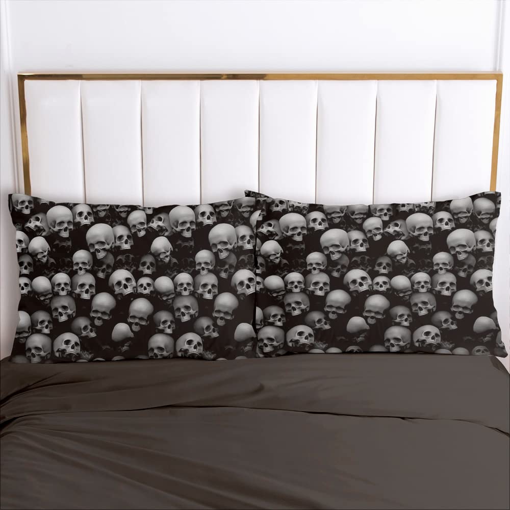 Halloween Bettwäsche Mit Totenkopf-Motiv – 3D-Druck, Mikrofaser, 135x200 Cm + Kissenbezug