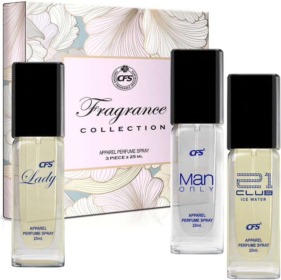 CFS | Fragrance Collection | Unisex Perfume Gift Set | Cfs Lady, Man Only Blue, 21 Ice Water | 25ml Each Pack of 3
