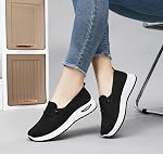 Femmes Glisser sur les entraîneurs Comforble Chaussures de marche avec mémoire mousse, légère orteil fermé sneaker, Casual Soft Sole Respirant Chaussures, Mesh Up Chaussures Athletic