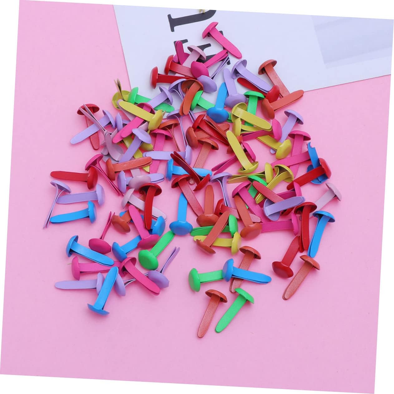 Hohopeti 300pcs Colorful Double Foot Nails Pins Metal Scrapbooking Brads for Crafts Fasteners DIY Projects