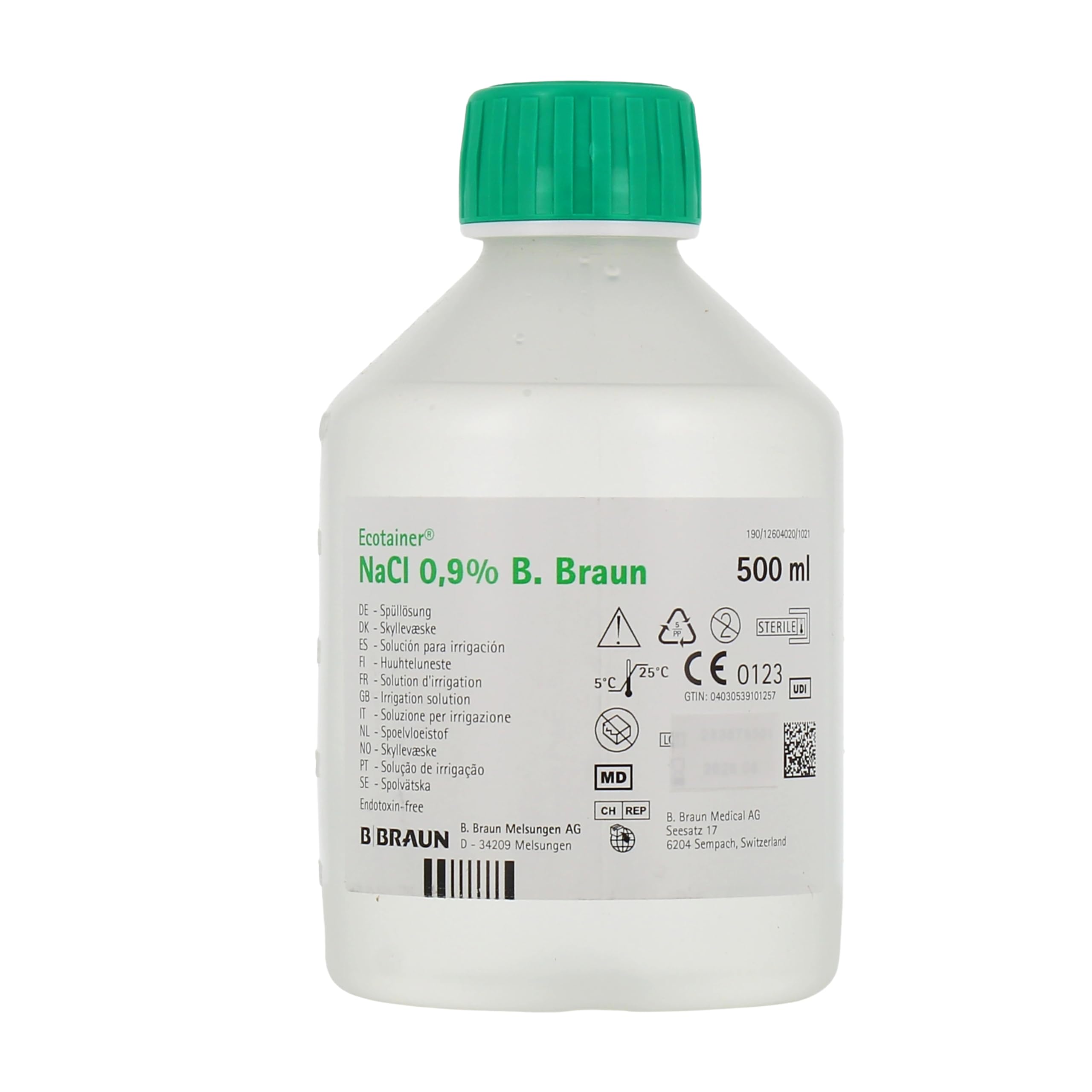 B Braun NaCl 0.9 Saline Solution 500ml, Isotonic Physiological Saline 0.9% Sodium Chloride, Baby Saline, Wound Cleansing