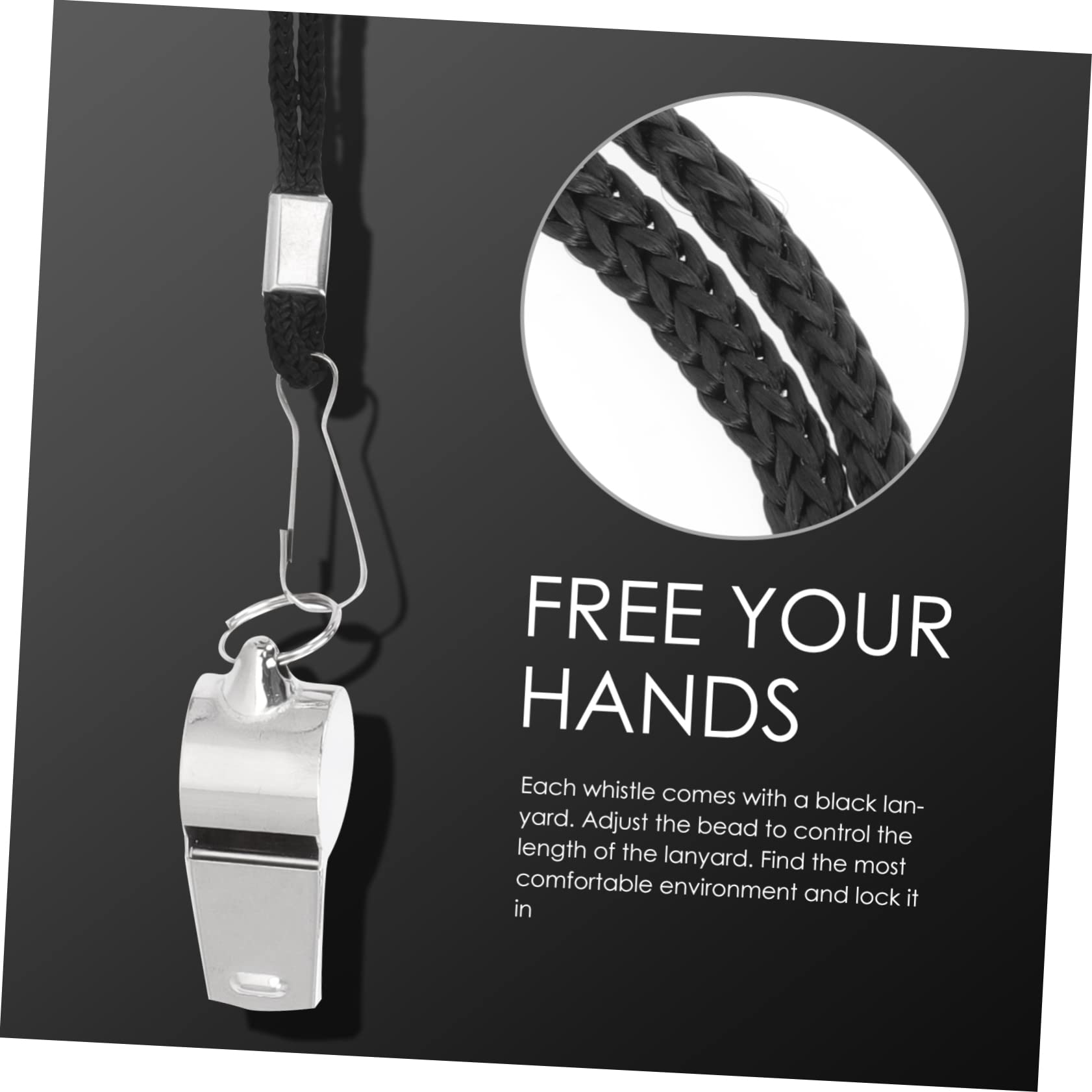 BESPORTBLE Fischietto A Cordino Whistle Lanyard Laccetto Sport Allenatore Suono Colino Fischietto Portatile con Cordino Fischietti da Arbitro Professionista Nylon Silver