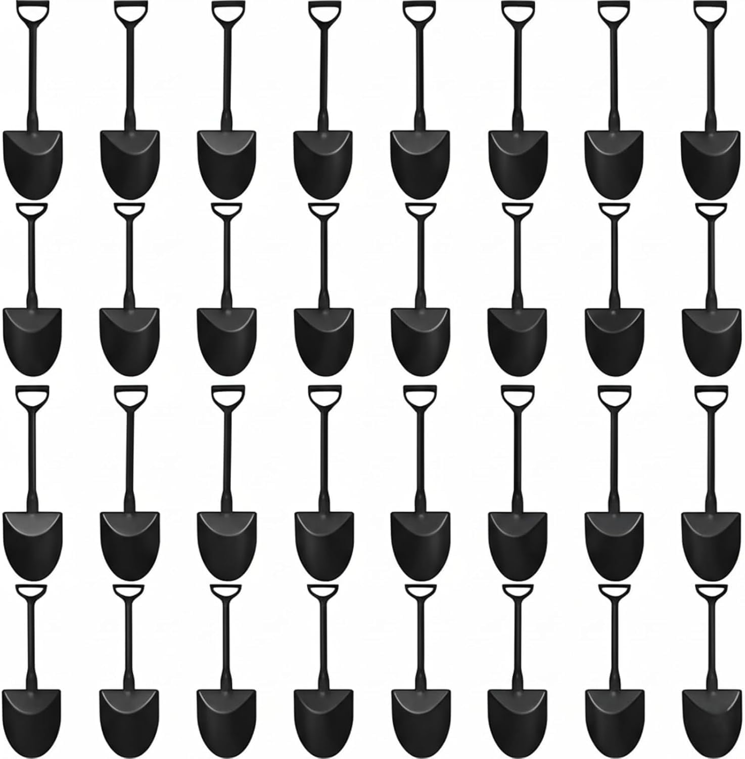 100Pcs Black Plastic Mini Ice Cream Spoons Dessert Shovels Pudding Yogurt Shovel Shape Spoons for Family or Party