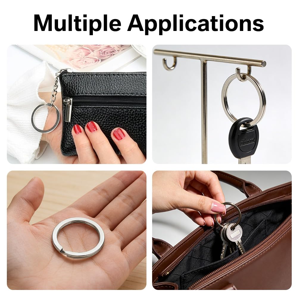 30pcs Key Rings Assortment,Flat Key Ring 30mm Dia, Metal Split Rings Stainless Steel Heavy Duty Keys Ring Hoop for Keys Organization,for Keychain Dog Pet Collar Tag DIY Craft CarKey — view 6