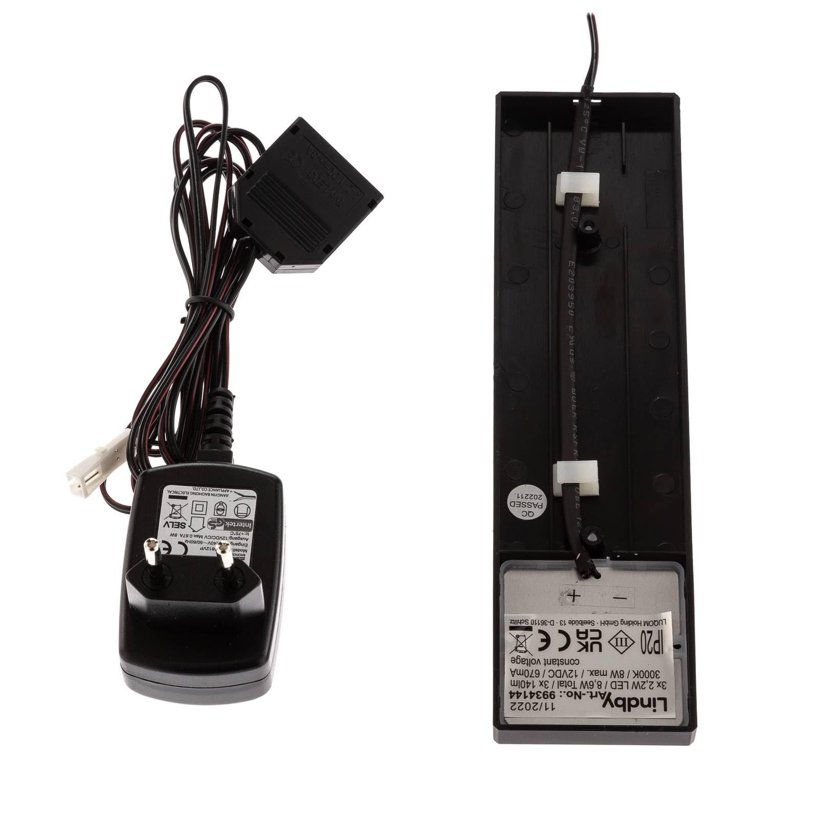 Lindby LED Lampes sous meuble Amaryll (Moderne) en Noir e. a. pour Cuisine (à 3 lampes,), Lampe