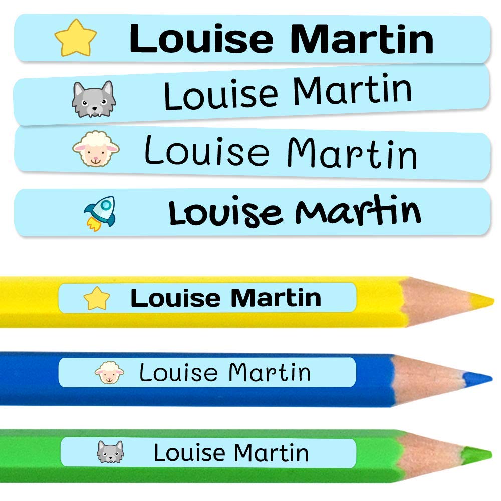 50 Personalised Sticky Labels for Pencils and Ballpoint Pens School Stickers with Name for Marking Items Waterproof Stickers for School and Nursery Dimensions 4.6 x 0.6 cm