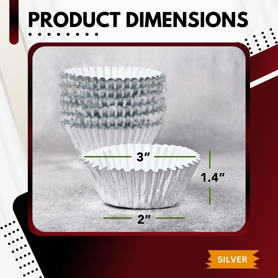 Green Direct Standard Size Silver Cupcake Liners – Pack of 240 Paper Baking Cups for Muffin Pans, Carriers & Stands – Bulk Non-Stick Cupcake Wrappers for Baking