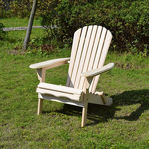 Merry Garden Foldable Wooden Adirondack Chair, Outdoor, Garden, Lawn, Deck Chair, Natural - Image 3