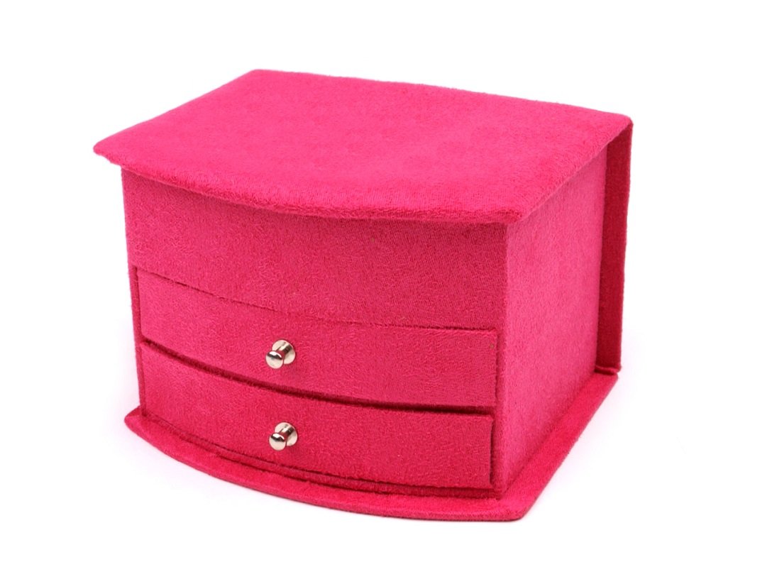 Jewellery Box with Mirror with 3 Levels 15 x 12 x 10 cm Raspberry